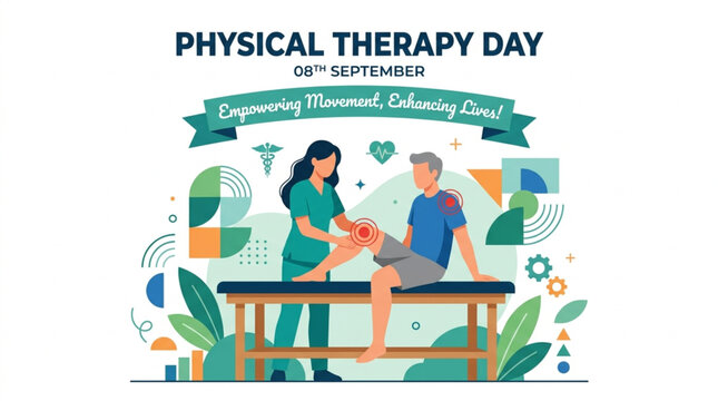 World Physical Therapy Day Illustration with Physiotherapist and Patient