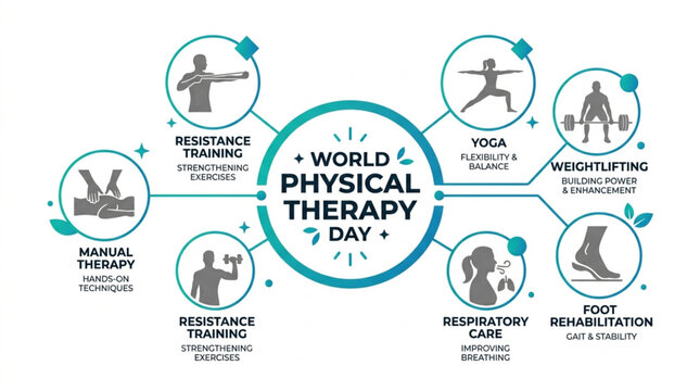 World Physical Therapy Day Infographic with Health and Exercise Icons