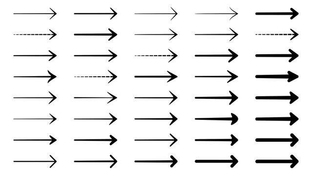 Graphic collection of hand drawn sketch style arrows with handdrawn collection direction scribble illustration pointing navigation isolated