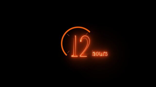Clock 12 hours icon, isolated on transparent background with alpha channel Clock , timer time passage waiting time animation.4K