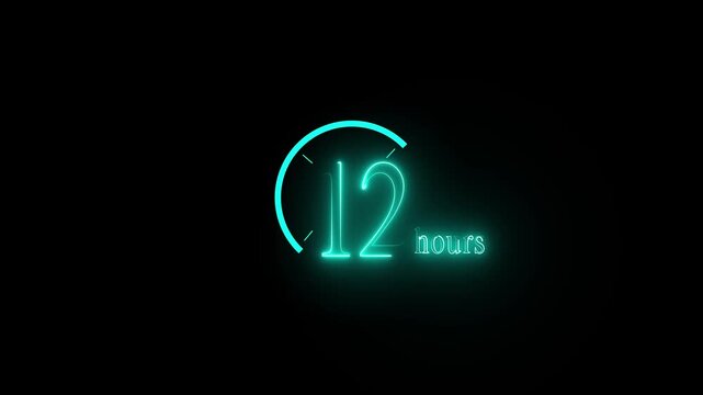 Clock 12 hours icon, isolated on transparent background with alpha channel Clock , timer time passage waiting time animation.4K