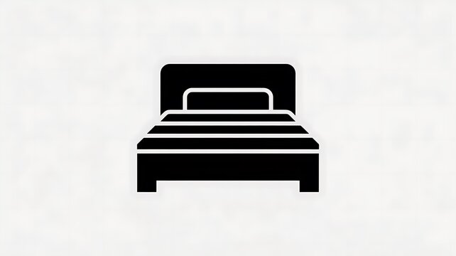Black bed icon for hotel and bedroom design