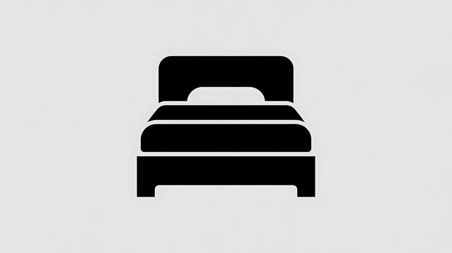Black bed icon for hotel or bedroom design