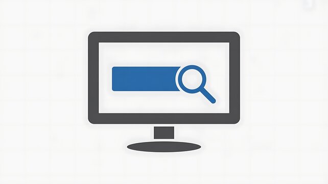 Computer screen with search bar and icon