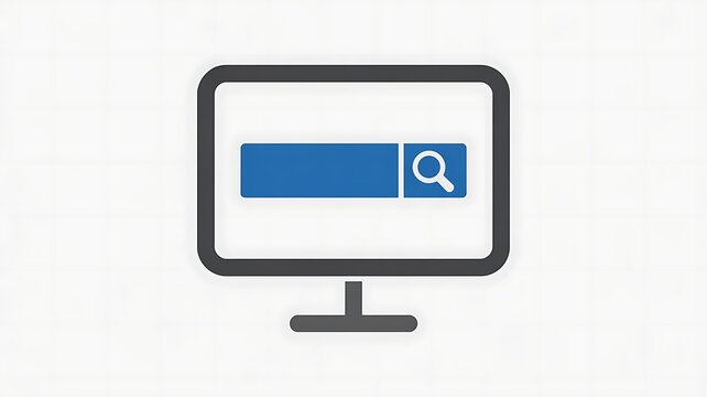 Computer screen with a web search bar icon