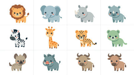 Collection of cute cartoon safari animals © Bima