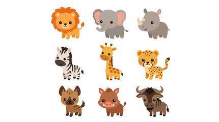 Cute african safari animals illustration © BIGO