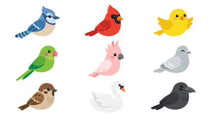 Collection of diverse cute cartoon birds © BIGO