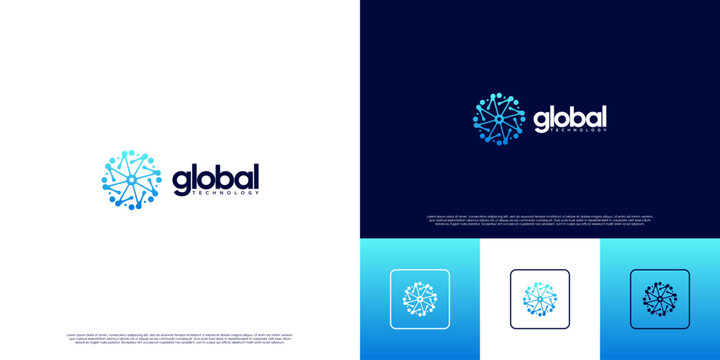 molecular connection logo, digital technology symbol, development, database, graphic design illustration.
