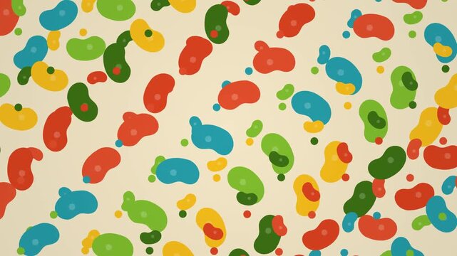 Abstract colorful jelly beans seamless pattern background animation.