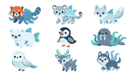Cute arctic animals cartoon collection © Corvus
