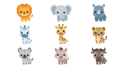Obraz premium Cute african safari animal collection
