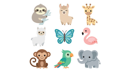 Fototapeta premium Cute animal collection for kids