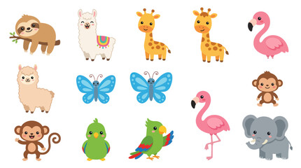 Fototapeta premium Cute animal collection vector illustration