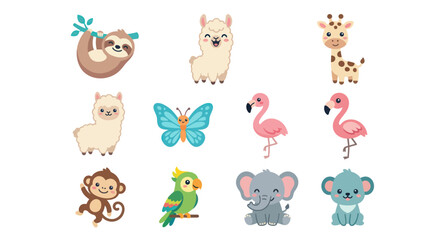 Fototapeta premium Cute animal collection vector icons