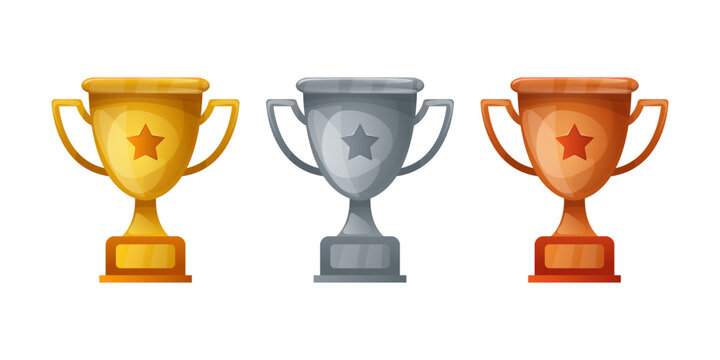 Collection of hand drawn winning cups