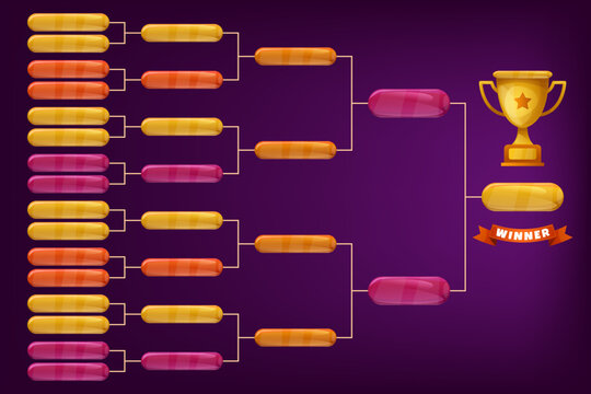 Hand drawn sport tournament schedule temlate with winning cup