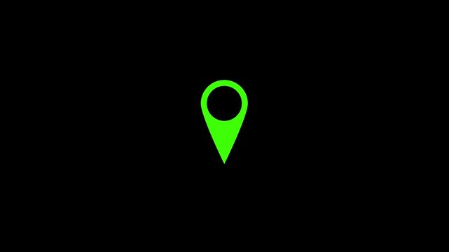 Popping map pin green Map Pin Animation Alpha Channel, Animated red map pointer popping up and landing on shadow