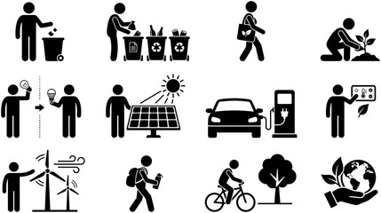 Obraz premium Set of Eco Friendly Sustainable Living and Environmental Protection Icons.