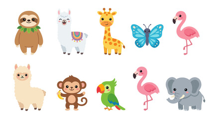 Fototapeta premium Cute cartoon animals collection