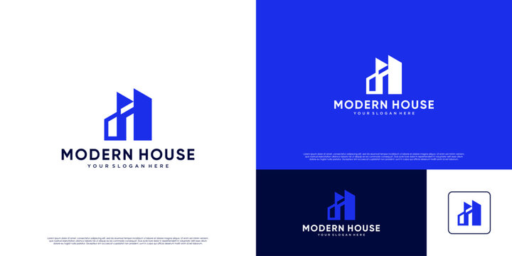Housing logo with modern building shape, developer, vector design illustration.