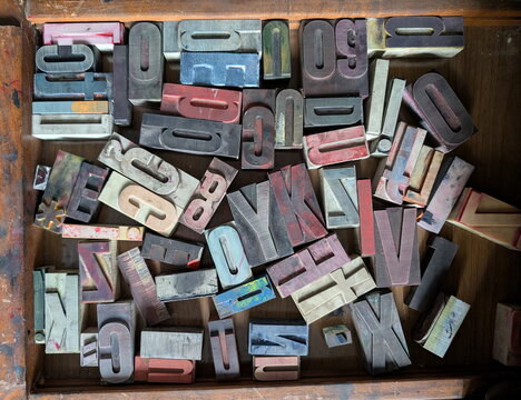 Disordered Vintage Letterpress Printing Blocks