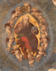 Naklejka premium LUCCA, ITALY - JUNE 23, 2026: The fresco of God the Father in the church Basilica di San Frediano by Amico Aspertini (1508 - 1509).