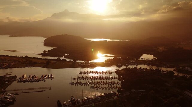 Aerial view of the Marina Bracuhy near the town of Angra dos Reis in Brazil