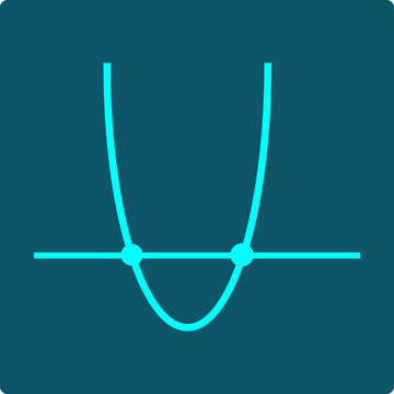 Quadratic Equation Icon &ndash; parabola crossing a number line at its two roots