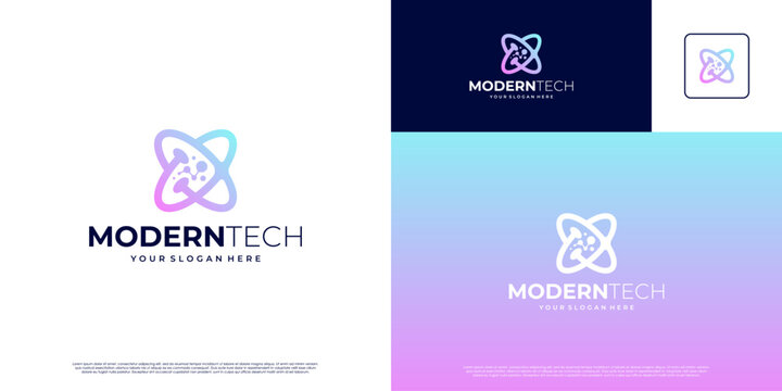 abstract tech logo,connection system network,molecule,graphic design template.