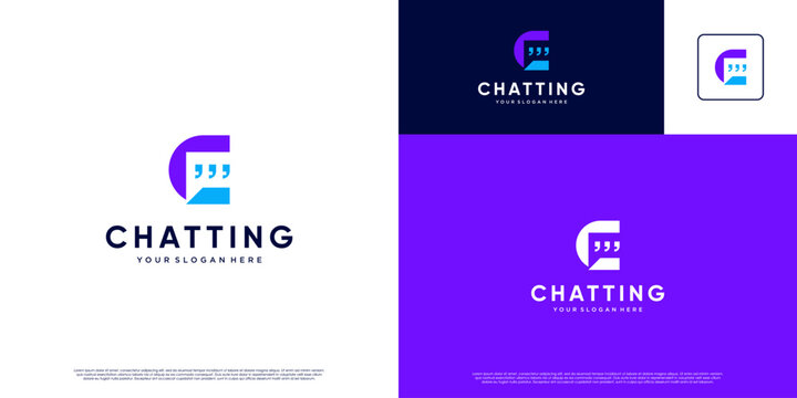 digital communication logo with chat bubble concept, minimalist style, graphic design illustration.