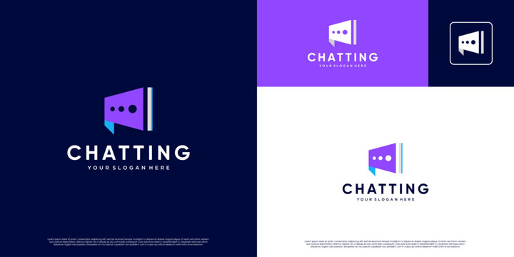 Chat logo with contact book concept, digital communication service, dialogue, vector template design.