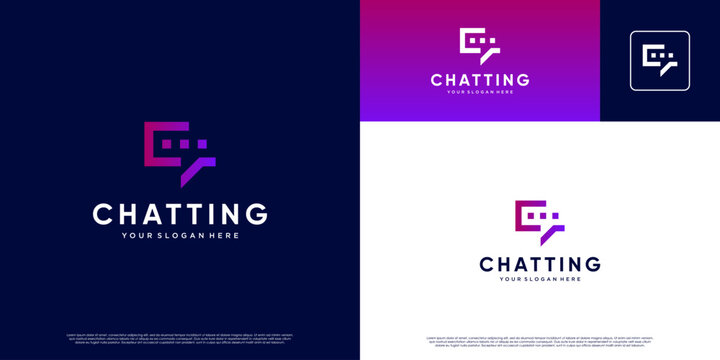 chat logo with modern abstract style, digital communication services, vector design illustration.