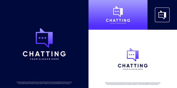 minimalist communication logo, chat bubble, digital connection service, vector graphic template.