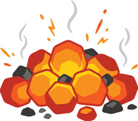 A clean vector illustration of a pile of orange and brown rock debris with scattered fragments on a white background. © AI illustration 