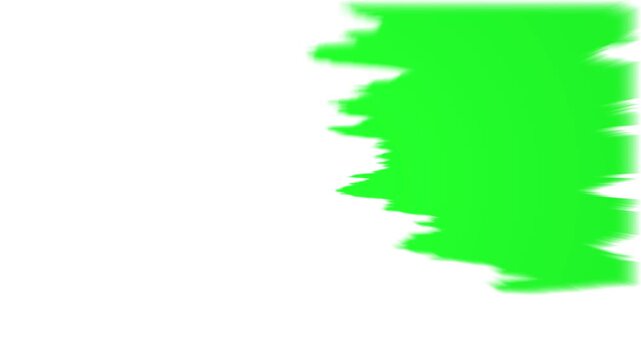 Abstract green and white ink burst transition featuring watercolor splatter, flowing brush strokes, fluid art overlay, organic ink bloom, alpha matte reveal, cinematic spreading effect