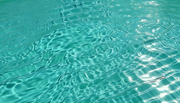 Professional abstract top-down view of crystal clear deep emerald green water ripples background with copy space