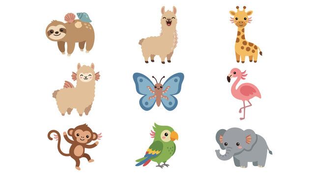 Cute cartoon animals collection