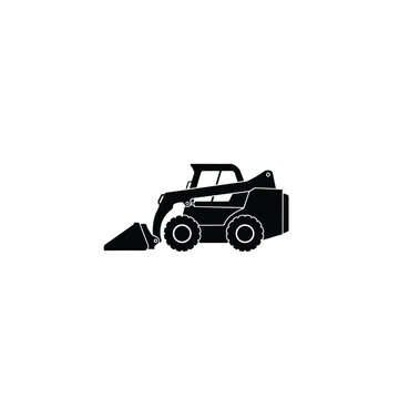 Compact skid steer loader in black silhouette against a neutral background simple construction equipment depiction silhouette skidsteer vehicle