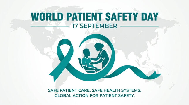 World Patient Safety Day Banner with Nurse and Patient Silhouette