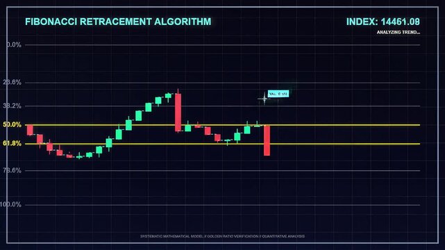 Fibonacci retracement algorithm chart showing market price action