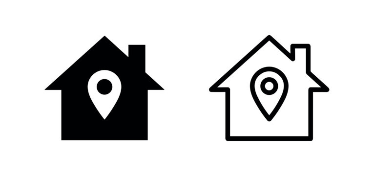 Real estate house location pin address icon