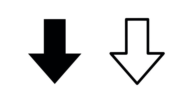 Down Arrow Icon Set, Directional Pointer South Symbol