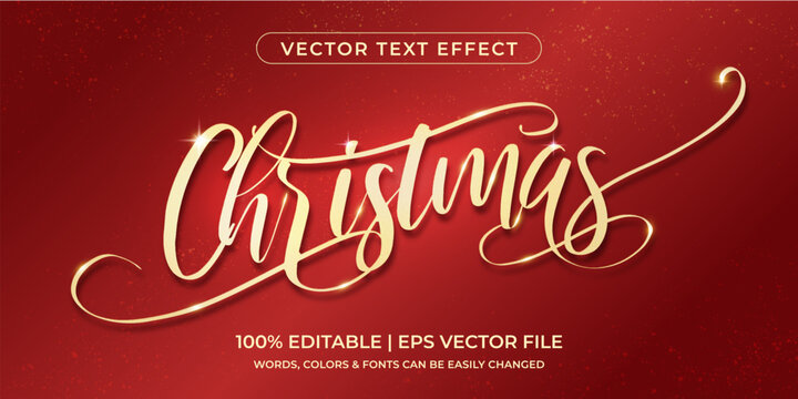 Elegant Gold Christmas Vector Text Effect, Fully Editable Text Effect Style