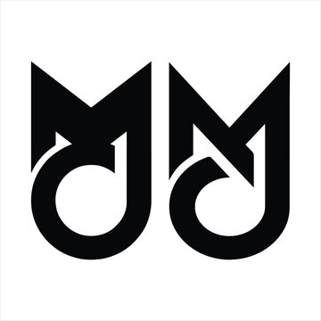 Black Monogram MJ Logo Design letter M