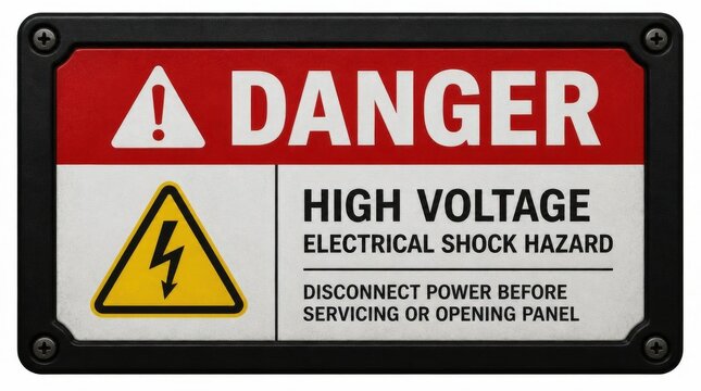 Danger High Voltage Electrical Shock Hazard Warning Sign.