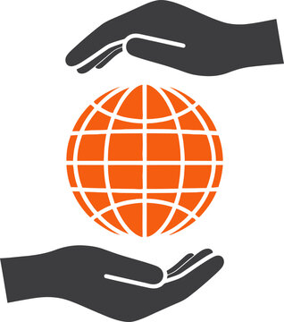 Hands Holding World Globe Icon for Environmental Protection