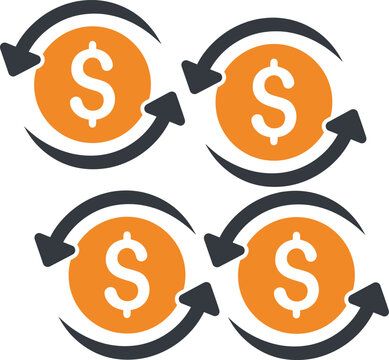 Cash Flow Cycle and Money Exchange Vector Icons