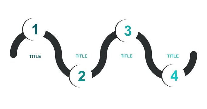 Corporate management round infographic with 4-step process animation. Modern business workflow template in 4K. Animated diagram, blank infographic, motion graphics.