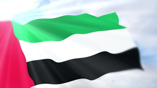 UAE Flag Seamless Loop 4k 60fps on Sky Background